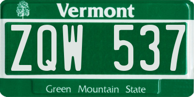 VT license plate ZQW537