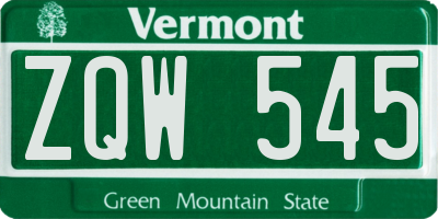 VT license plate ZQW545