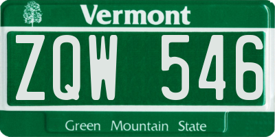 VT license plate ZQW546