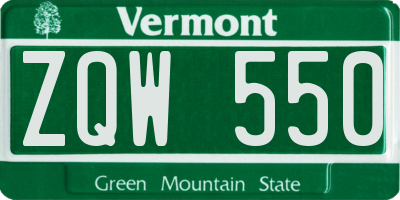 VT license plate ZQW550