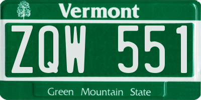 VT license plate ZQW551