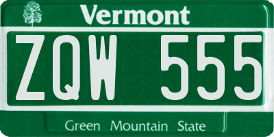 VT license plate ZQW555