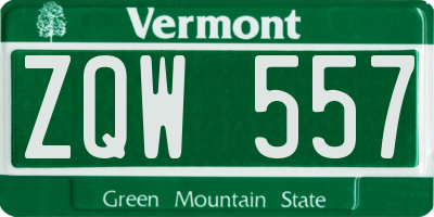 VT license plate ZQW557