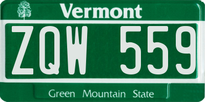 VT license plate ZQW559