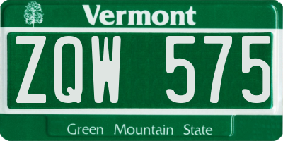 VT license plate ZQW575