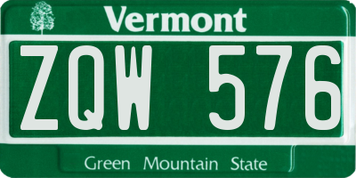 VT license plate ZQW576