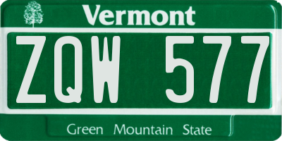 VT license plate ZQW577