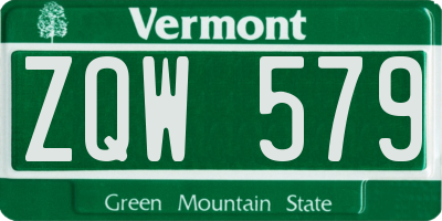 VT license plate ZQW579