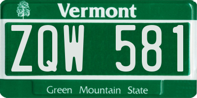 VT license plate ZQW581