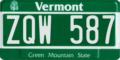 VT license plate ZQW587