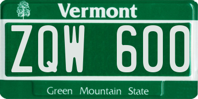 VT license plate ZQW600
