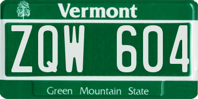 VT license plate ZQW604