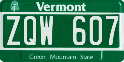 VT license plate ZQW607
