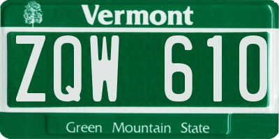 VT license plate ZQW610