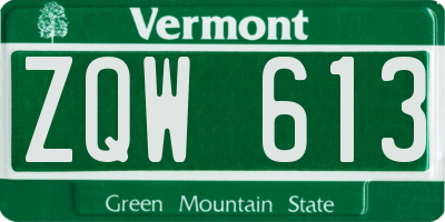 VT license plate ZQW613