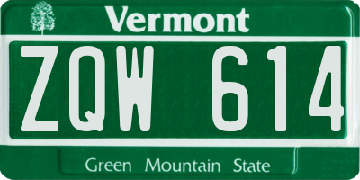 VT license plate ZQW614