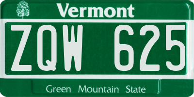 VT license plate ZQW625