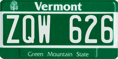 VT license plate ZQW626