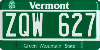 VT license plate ZQW627