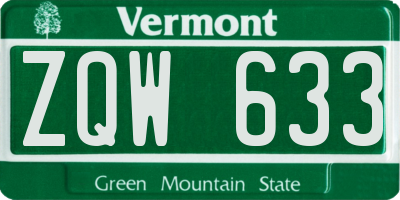 VT license plate ZQW633