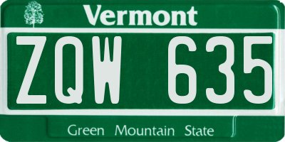VT license plate ZQW635