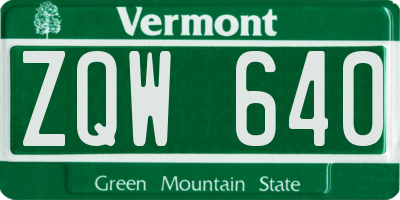 VT license plate ZQW640