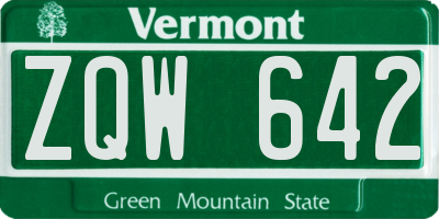 VT license plate ZQW642