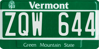 VT license plate ZQW644