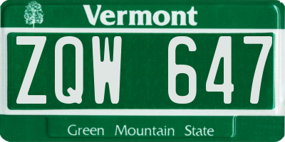 VT license plate ZQW647