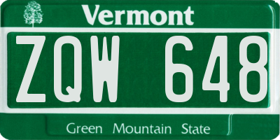 VT license plate ZQW648