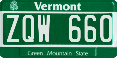 VT license plate ZQW660