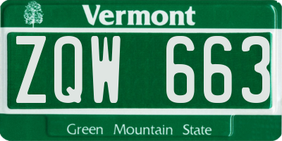 VT license plate ZQW663