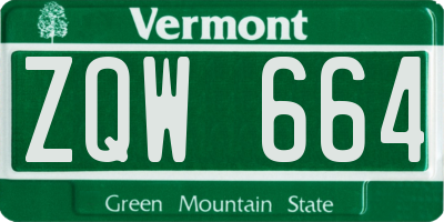 VT license plate ZQW664