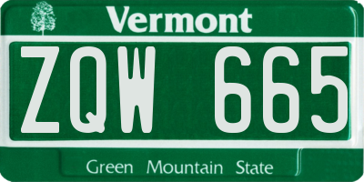VT license plate ZQW665