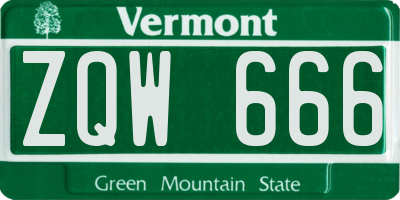 VT license plate ZQW666