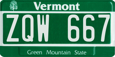 VT license plate ZQW667