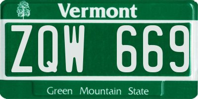 VT license plate ZQW669