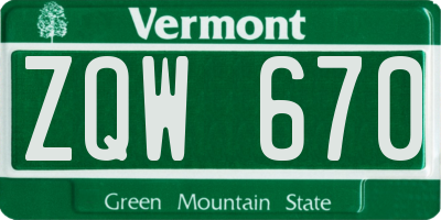 VT license plate ZQW670