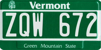 VT license plate ZQW672
