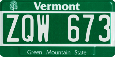 VT license plate ZQW673