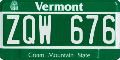 VT license plate ZQW676