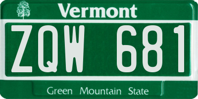 VT license plate ZQW681