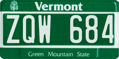 VT license plate ZQW684
