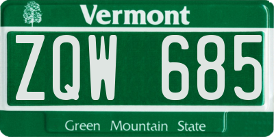 VT license plate ZQW685