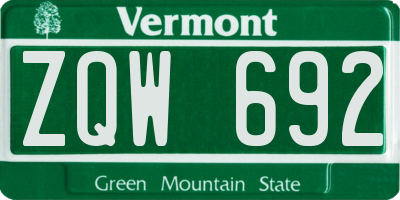 VT license plate ZQW692