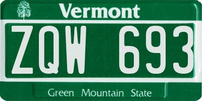 VT license plate ZQW693