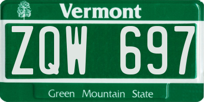 VT license plate ZQW697