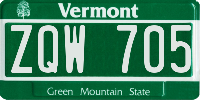 VT license plate ZQW705