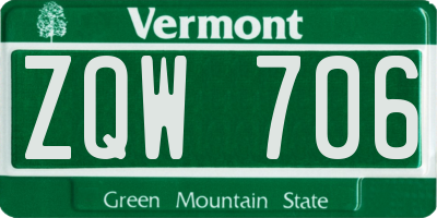 VT license plate ZQW706