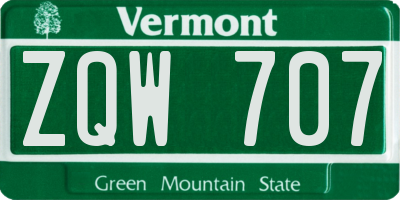 VT license plate ZQW707
